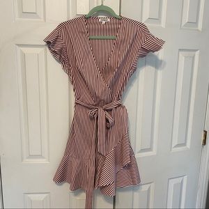Express Maroon & White Stripe Dress